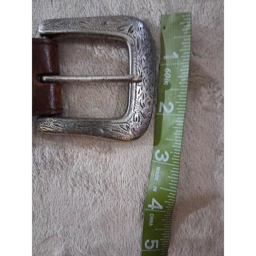Vintage Wrangler Western Style Belt Mens Size 36/90 Large Buckle Genuine Leather